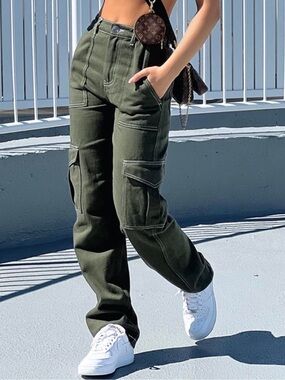 White Fox Keep On Moving Cargo Pants Khaki XL Wide Leg Utility NWT Womens